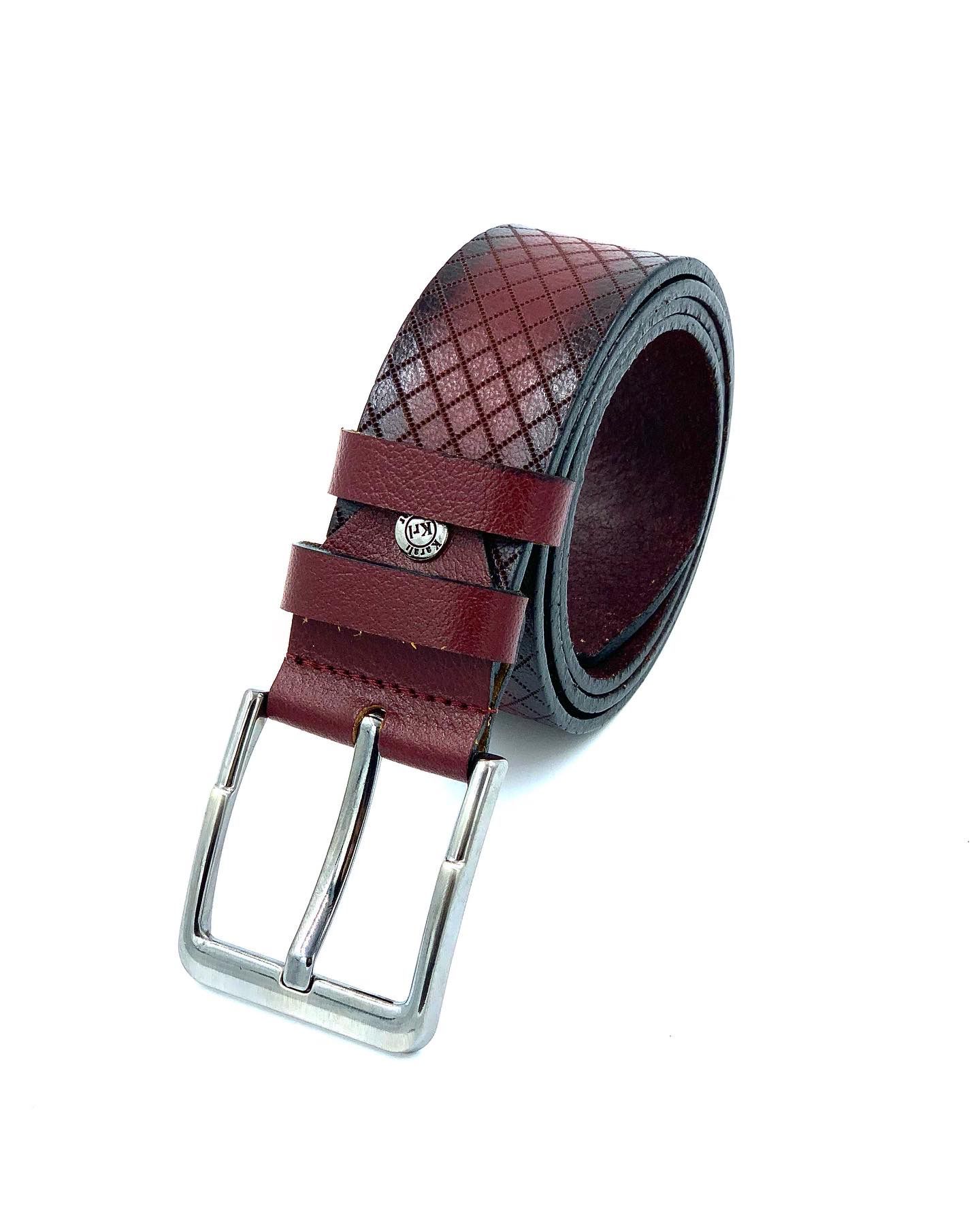 Karalı Hakiki Deri Kemer 4.5 Cm Baskılı Taba