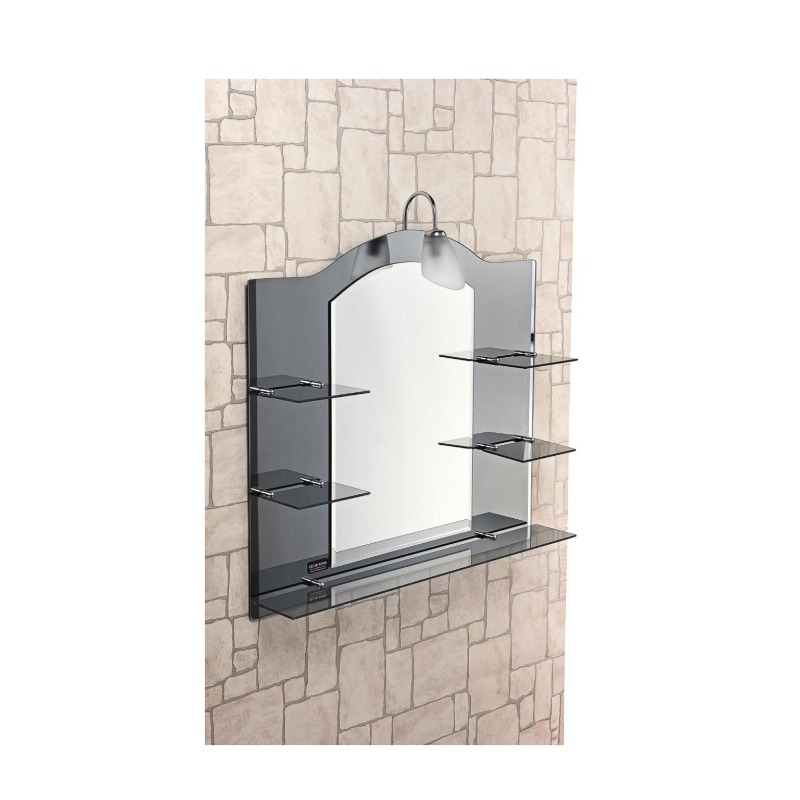 Çelik Ayna Funda Aplikli Raflı Füme Ayna