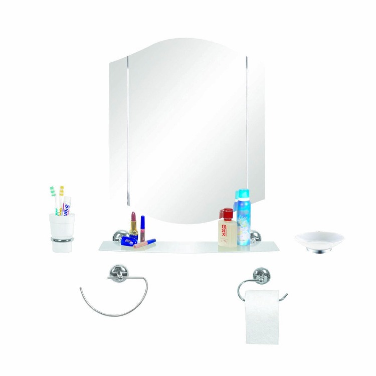 Çelik Ayna Eko Lale Krom Banyo Aynası Set