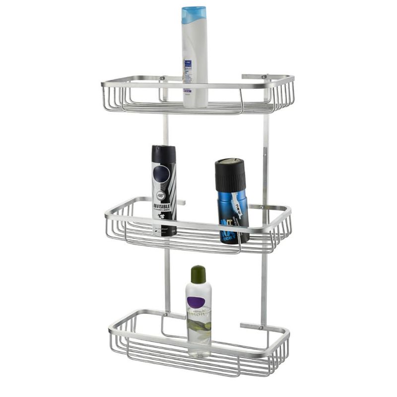 Çelik Ayna 3'lü Alüminyum Şampuanlık