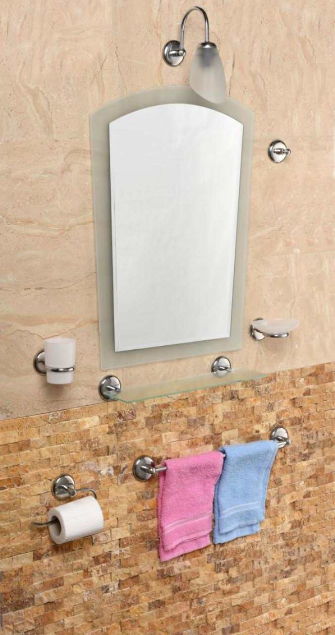 Çelik Ayna Gül Çift Cam Banyo Aynası Set