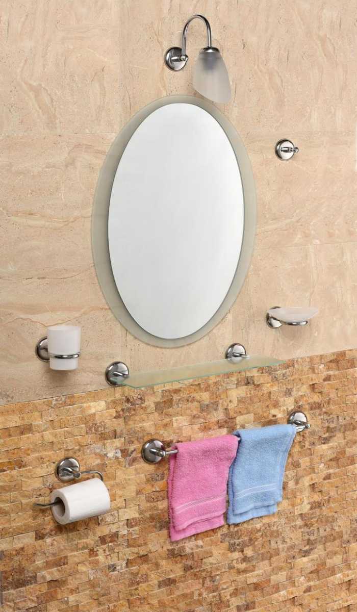 Çelik Ayna Yasemin Çift Cam Banyo Aynası Set