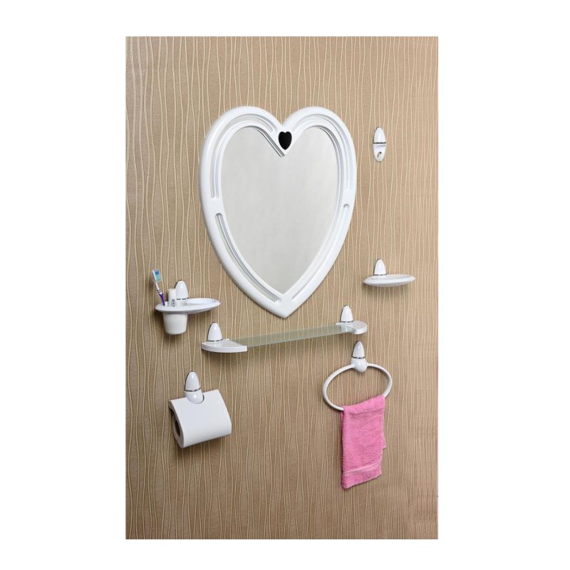 Çelik Ayna Milenyum Kalpli  Ayna Set