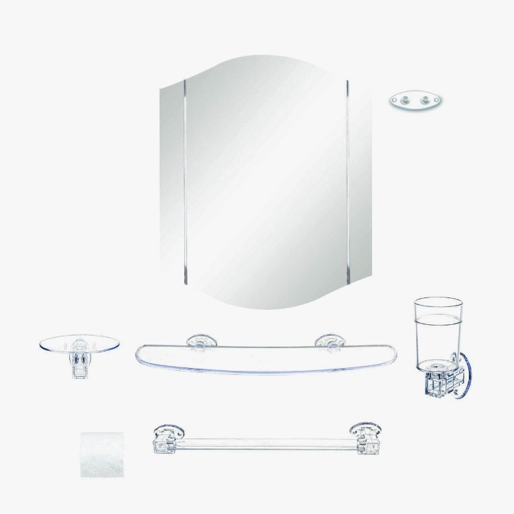 Çelik Ayna Lale Akrilik Banyo Aynası Set