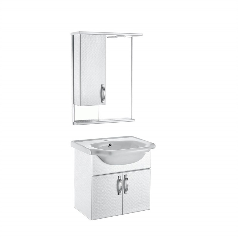 Çelik Ayna Lavabolu Banyo Dolabı Set PVC 55 cm