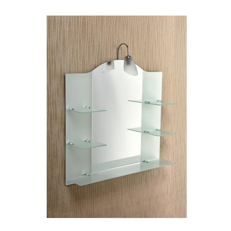 Çelik Ayna Funda Aplikli Raflı Buzlu Ayna